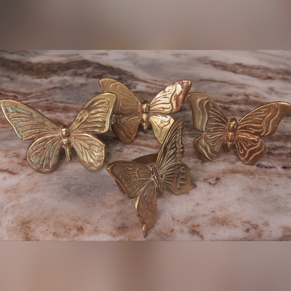 Solid Brass Butterfly Napkin Rings
